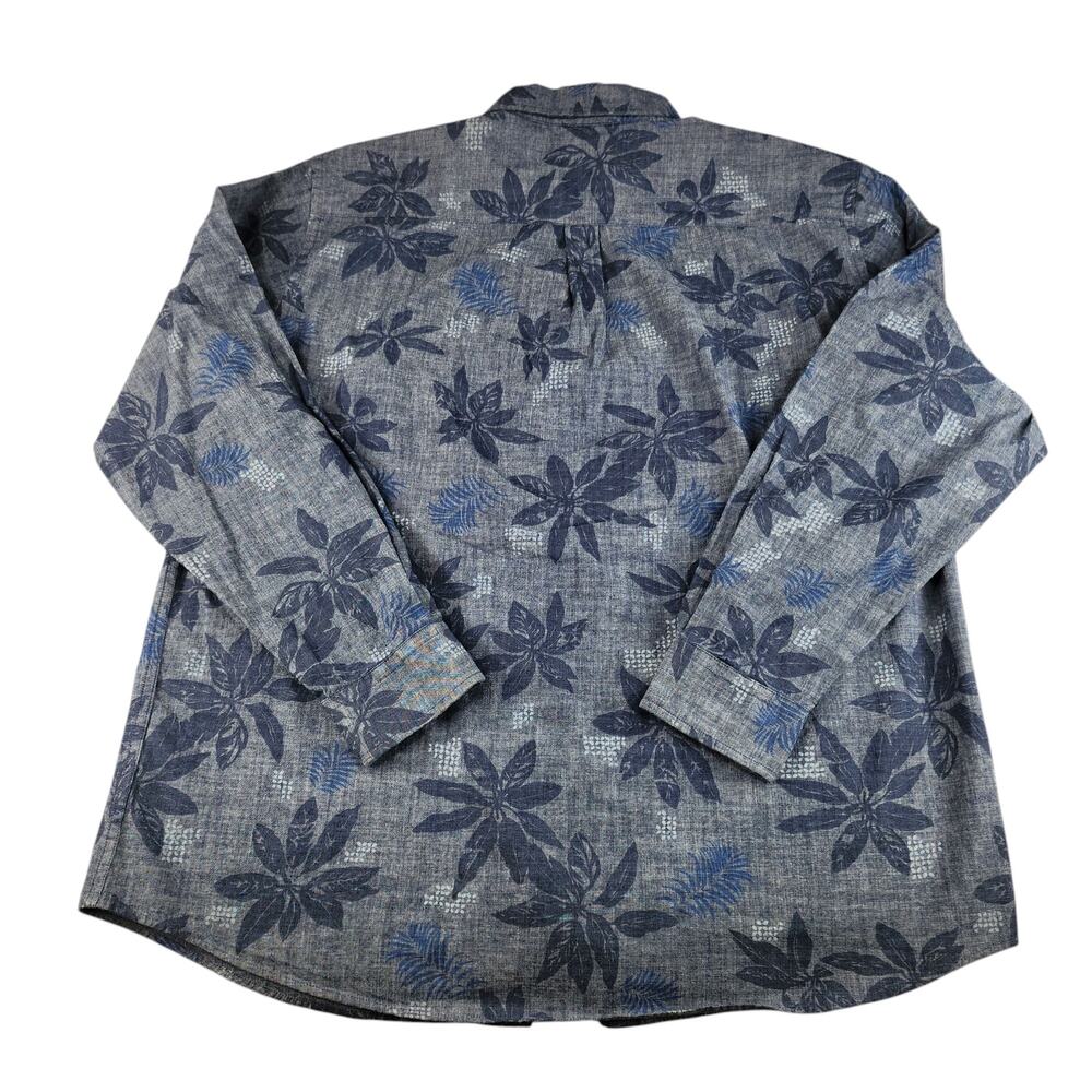 Chaps Shirt Mens XXL 2XL Blue Button Up Down Denim Tropical Floral Collared NWT - Picture 2 of 14